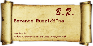 Berente Ruszlána névjegykártya